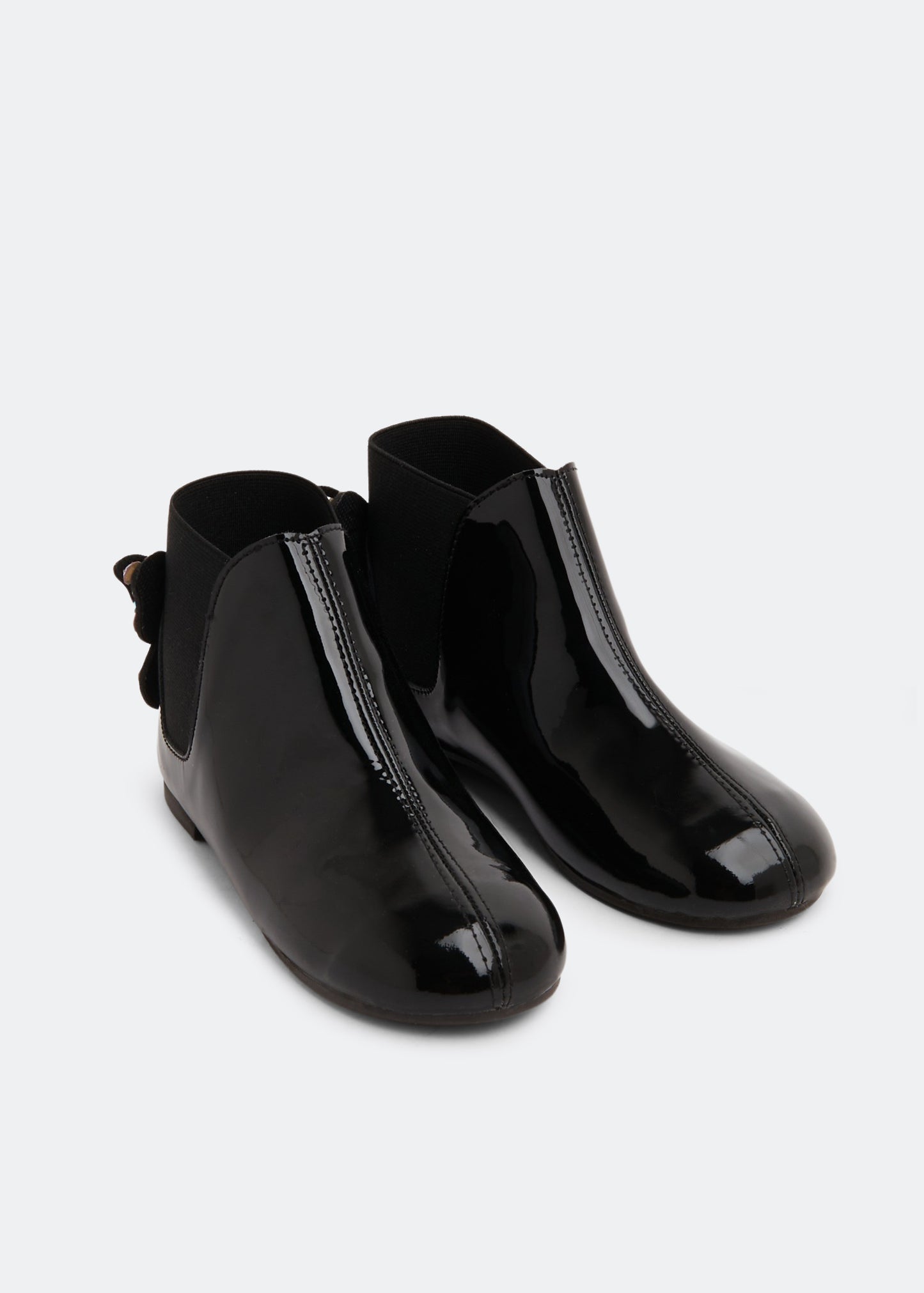 Babywalker Kids Black Patent Leather Butterfly Chelsea Boots with Sparkling Crystals