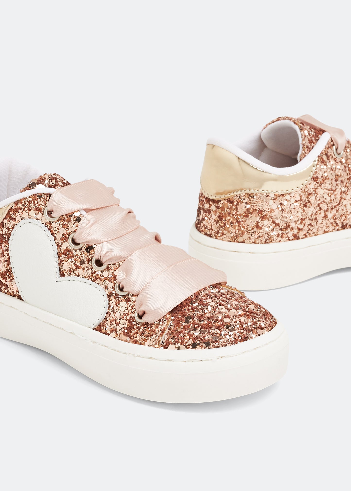 Babywalker Sparkling Pink Glitter Kids' Sneakers with Heart Detail