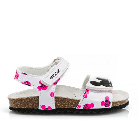 Geox B Sandal Chalki Girl: Comfortable Disney White/Fluofuchsia Kids Sandals