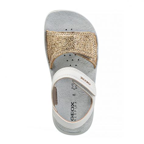 Geox B Sandal Lightfloppy White/Gold Kids' Shoes with Adjustable Velcro Closure