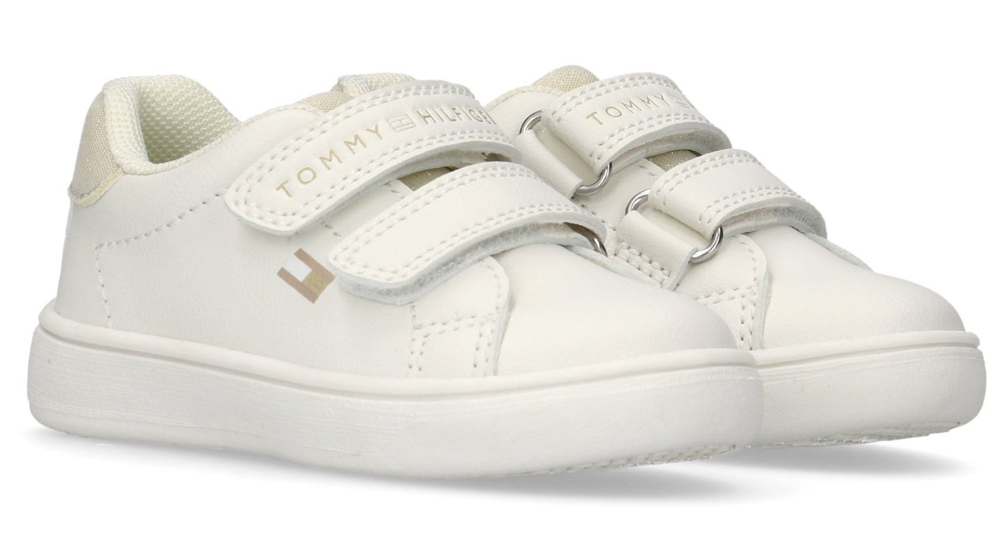 Tommy Hilfiger girls' Glitter Velcro Strap Durable Casual Sneakers T1A9-33966