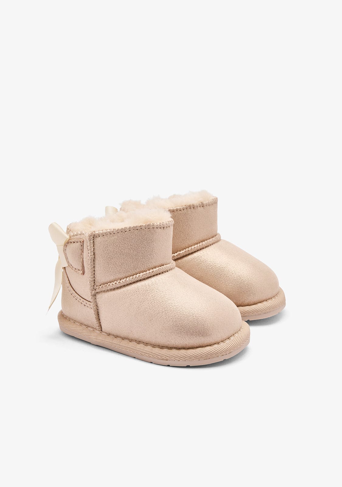 Gold Respectful Bow Australian Baby Boots with Warm Fur Lining