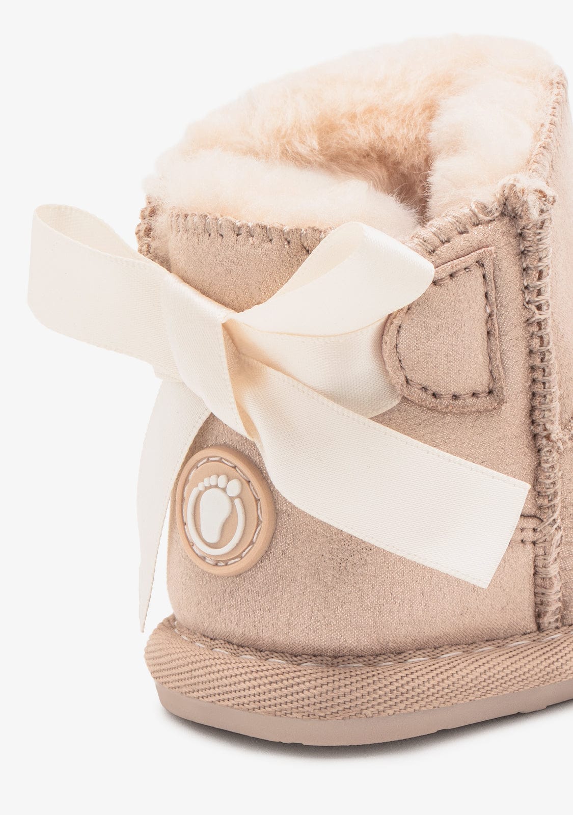Gold Respectful Bow Australian Baby Boots with Warm Fur Lining