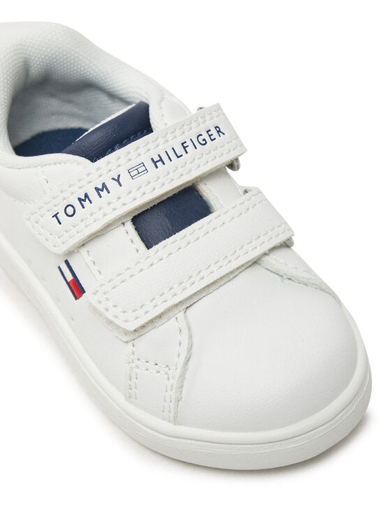 Tommy Hilfiger Kids' White Velcro Strap Athletic Sneakers T1X9-33836 Durable Low-Tops