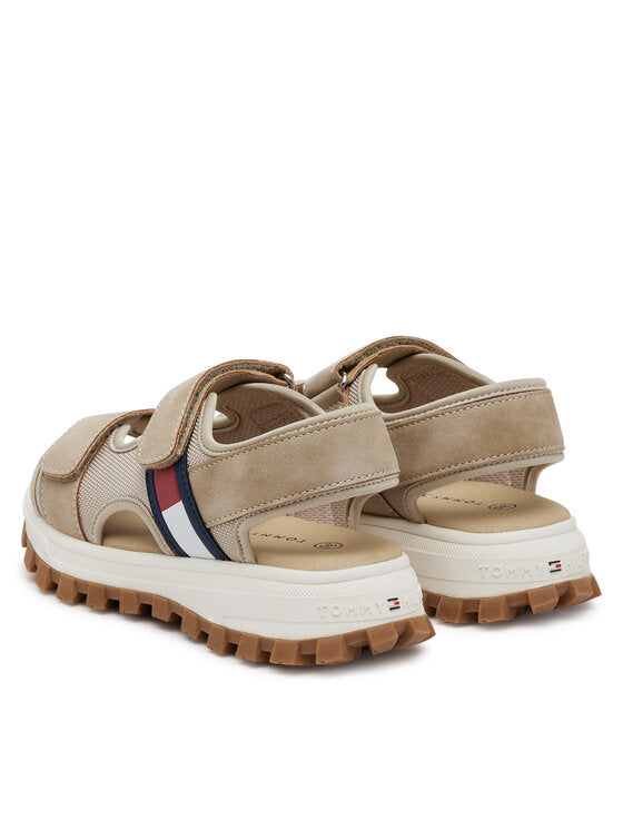 Tommy Hilfiger Boys' Casual Beige Sandals with Velcro Straps for Summer Play