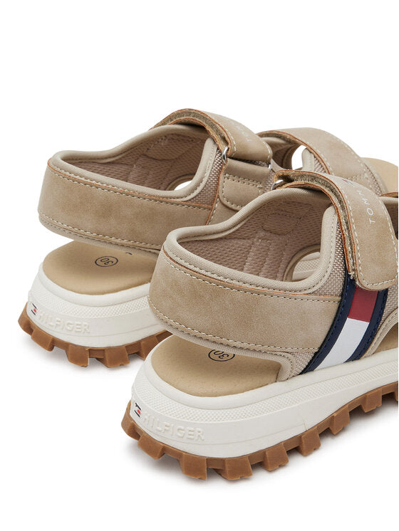 Tommy Hilfiger Boys' Casual Beige Sandals with Velcro Straps for Summer Play
