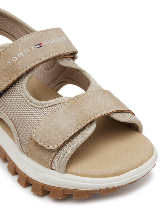Tommy Hilfiger Boys' Casual Beige Sandals with Velcro Straps for Summer Play