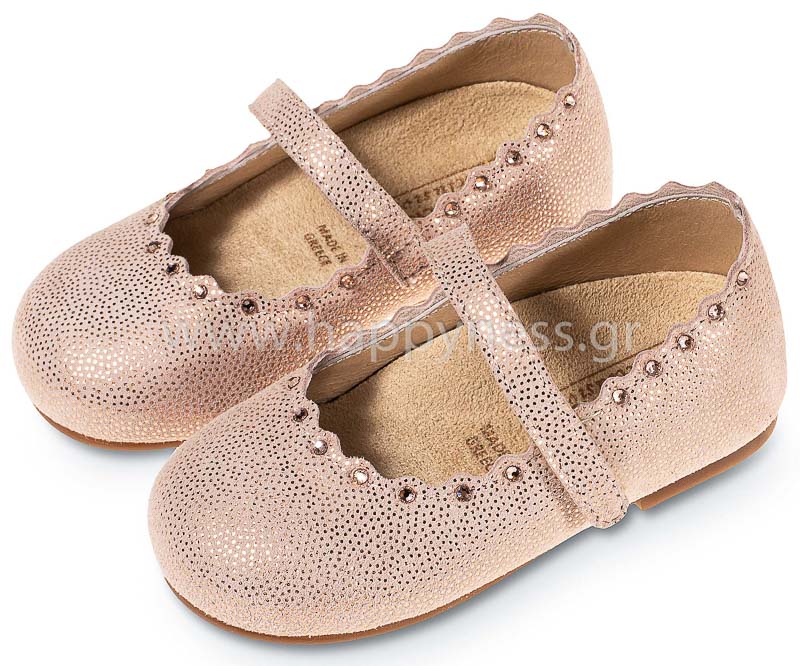 Babywalker Girls' Baptism Shoes with Pink Antique Swarovski Crystals