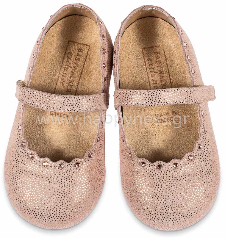 Babywalker Girls' Baptism Shoes with Pink Antique Swarovski Crystals