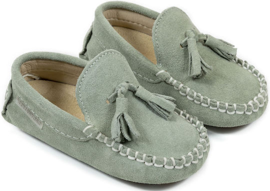 Premium Babywalker Bay Leaf Mint Leather Moccasins for Boys' Baptism & Formal Events