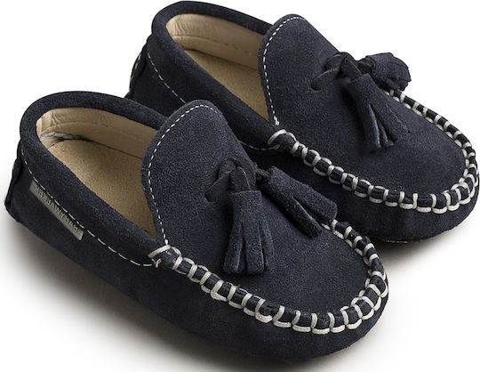 Babywalker Boys' Premium Leather Moccasins: Navy Blue Baptism Loafers with Tassels