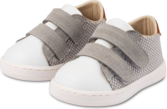 Babywalker Grey Leather Baptism Sneakers: Comfort First Steps, Durable, Stylish, PRI2104