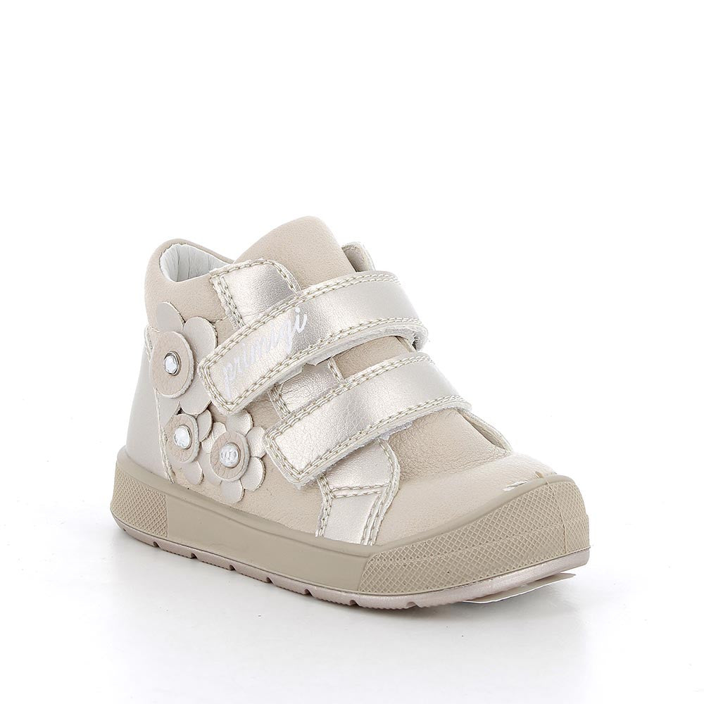 Primigi Girls' Light Beige Platinum First Steps Leather Shoes - Comfortable & Flexible