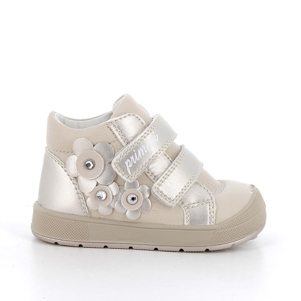 Primigi Girls' Light Beige Platinum First Steps Leather Shoes - Comfortable & Flexible
