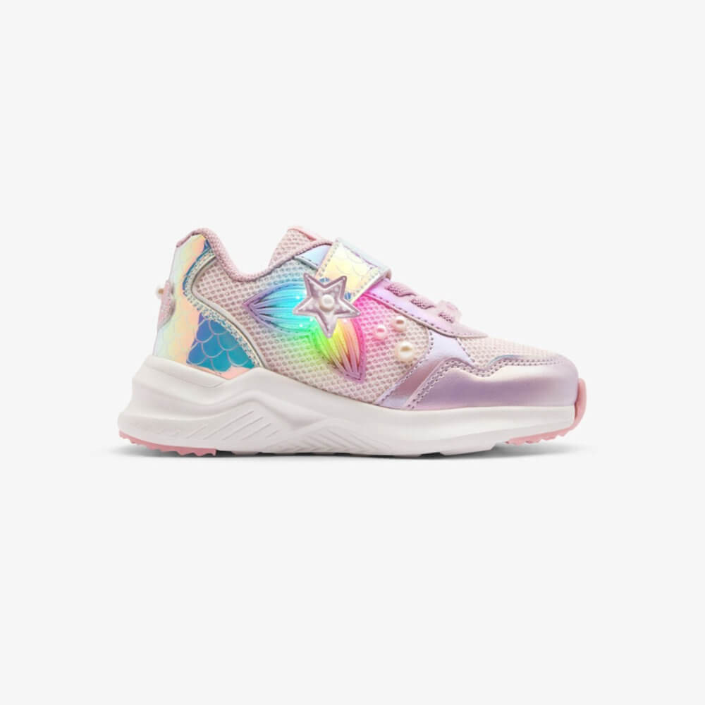 Pink Mermaid Light‑Up Kids Sneakers with Velcro Closure