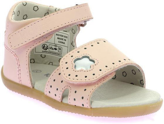 Kickers Kids' Pink Leather Sandals with Hook & Loop Closure