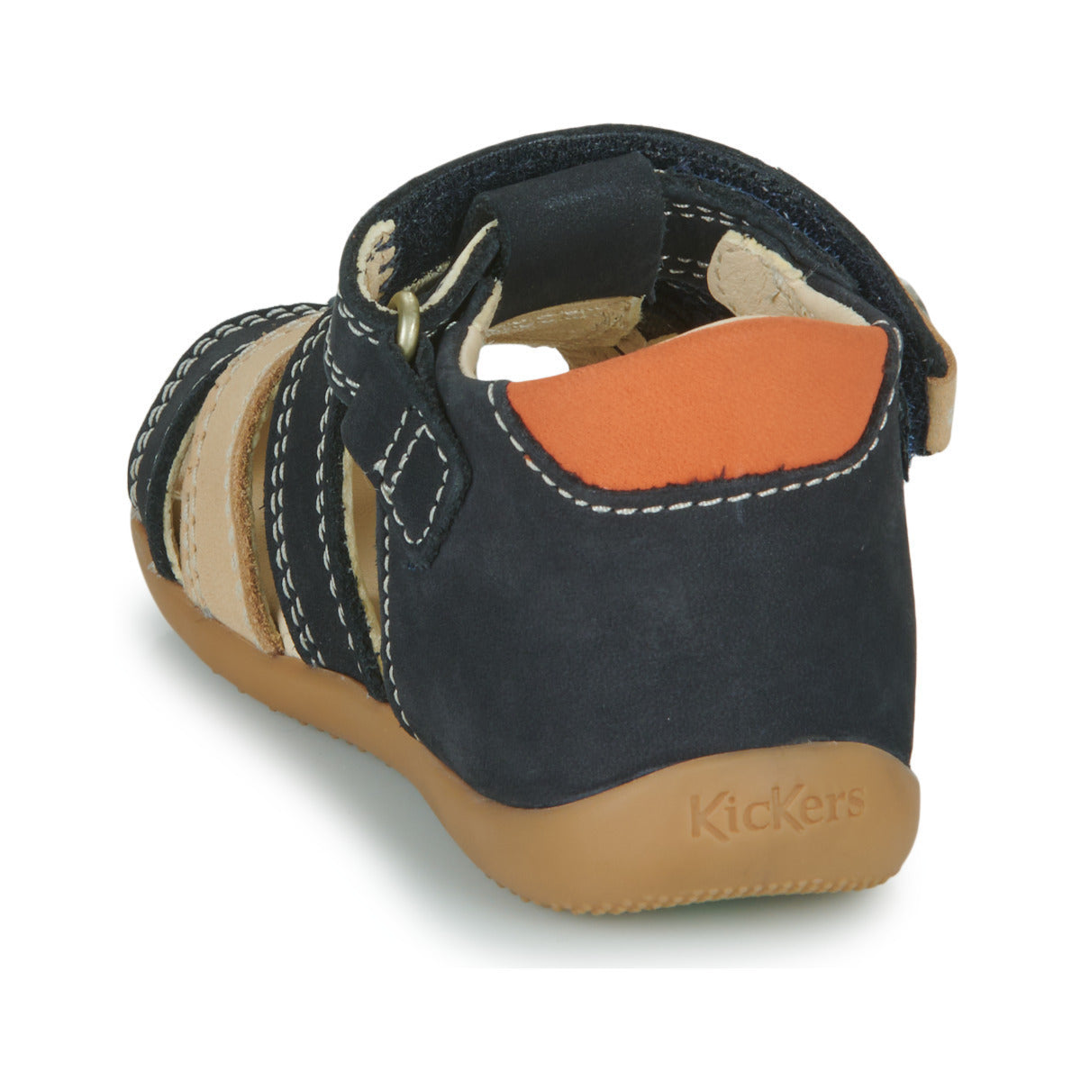 Kickers Bipod Anatomical Navy Blue Leather Sandals for Boys with Velcro