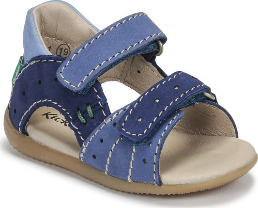 Kickers Kids Anatomical Blue Leather Sandals with Velcro Closure - 785401-10-53