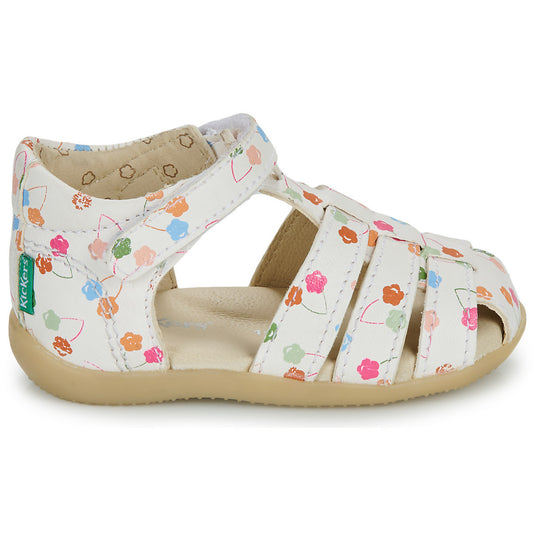 Kickers Bigflo-2 White Anatomic Kids Sandals for First Steps, Velcro Closure