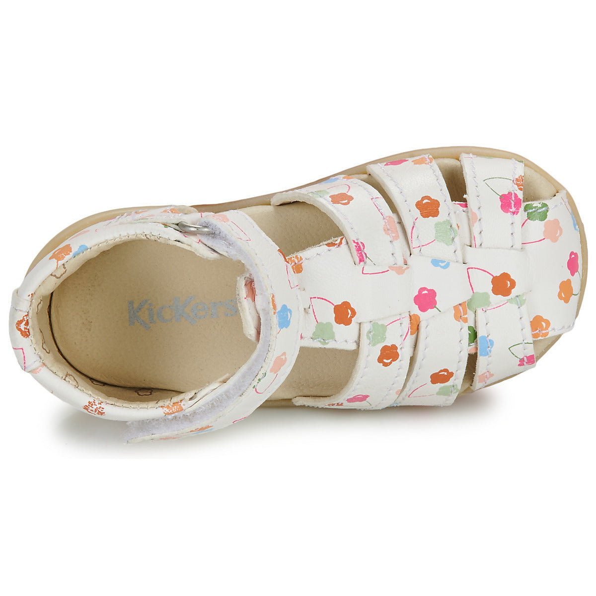 Kickers Bigflo-2 White Anatomic Kids Sandals for First Steps, Velcro Closure