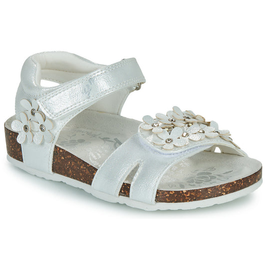 Girls' White Velcro Sandals with Sparkly LIGHTS and Anatomical Footbed 7973200