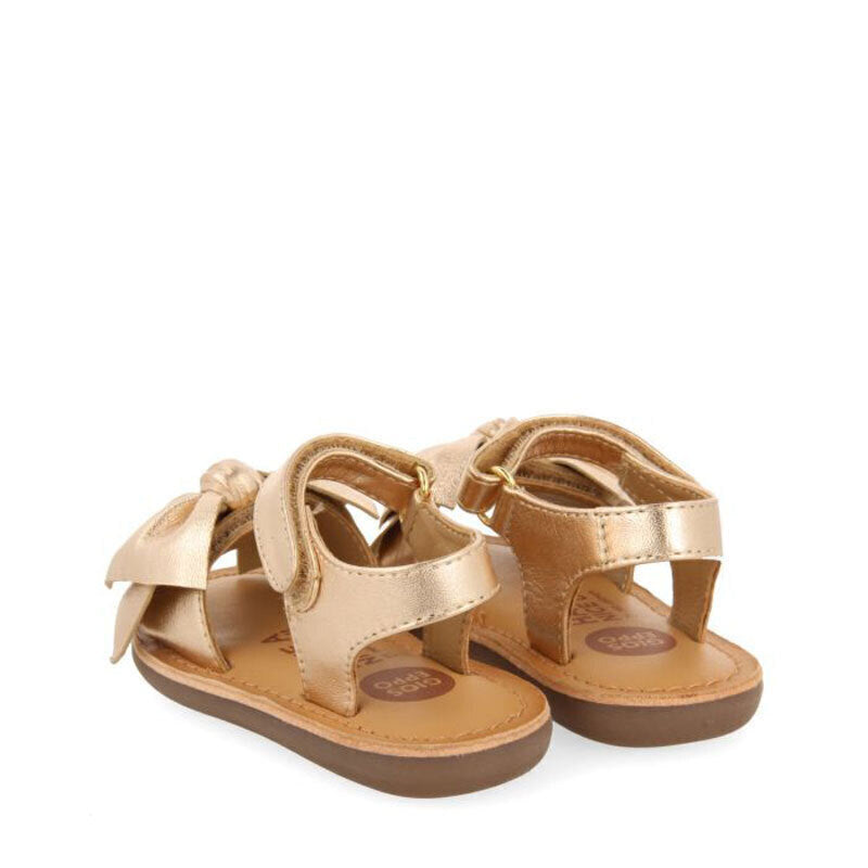 Gioseppo Girls' Rose Gold Leather Sandals with Bow and Velcro Closure