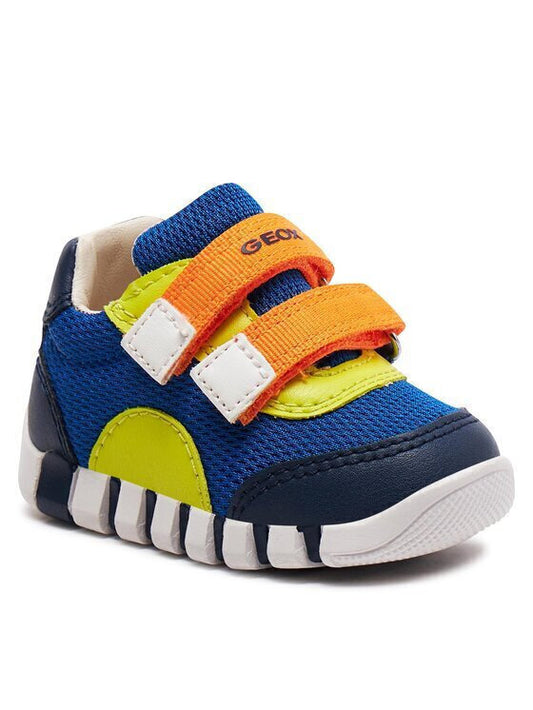 Geox B Iupidoo Kids Anatomic Sneakers with Velcro Straps, Navy Blue