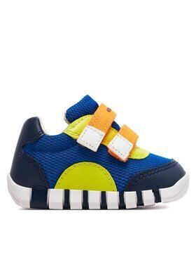 Geox B Iupidoo Kids Anatomic Sneakers with Velcro Straps, Navy Blue