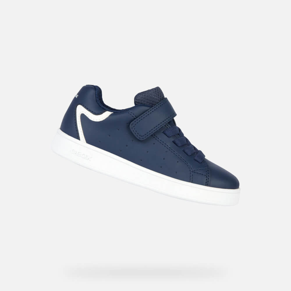 Geox Eclyper Breathable Lightweight Kids' Anatomical Sneakers with Velcro Closure, Navy Blue