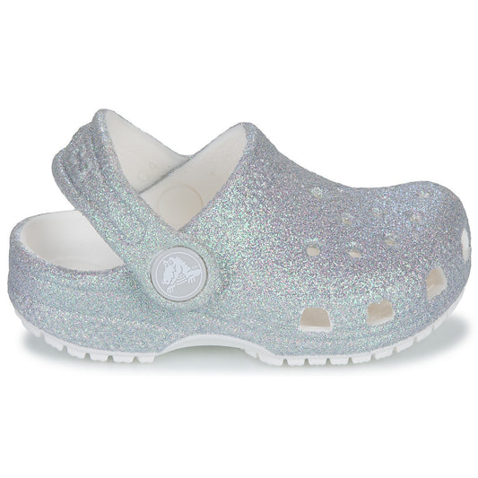 CROCS Classic Iridescent Glitter Toddler Clog Silver Comfortable Slip-On 210985 -210986 -100