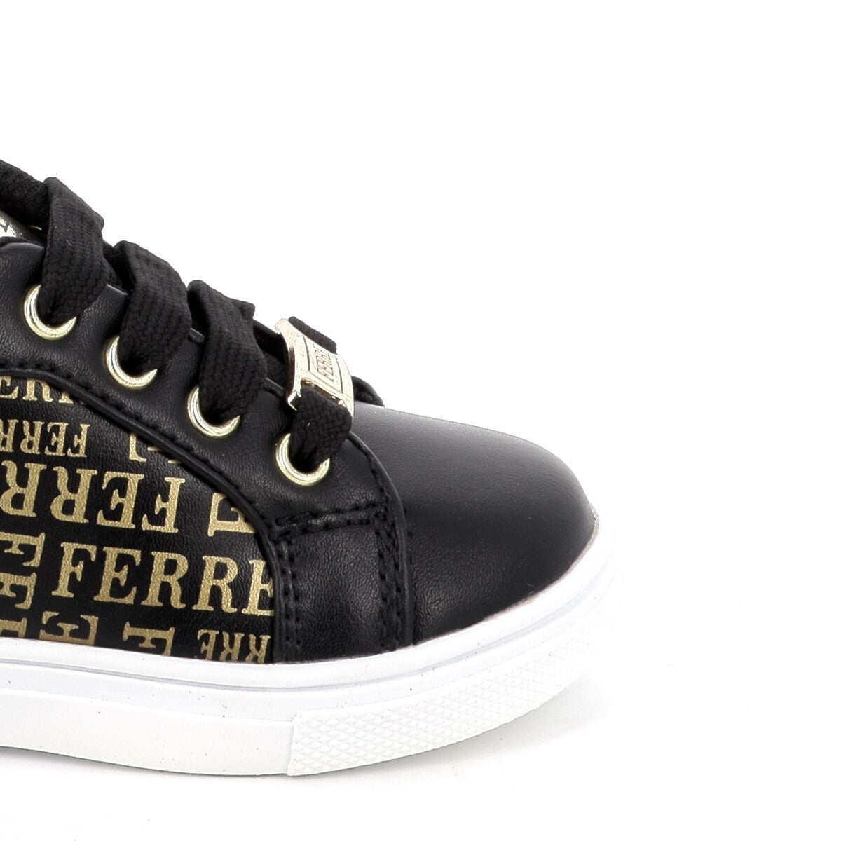 Gianfranco Ferre Girls' Anatomic Black Sneakers with Gold Accents - FB-350