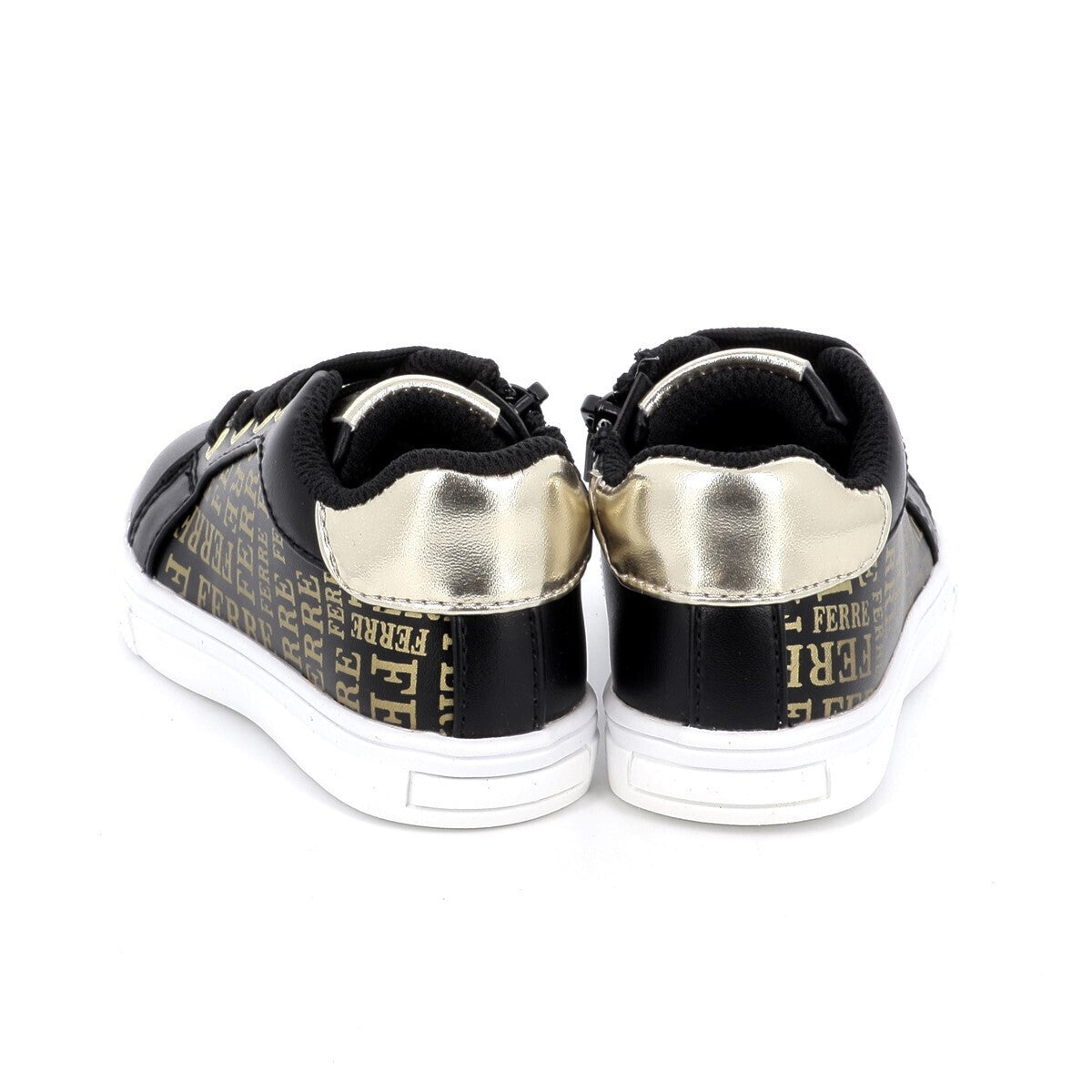 Gianfranco Ferre Girls' Anatomic Black Sneakers with Gold Accents - FB-350