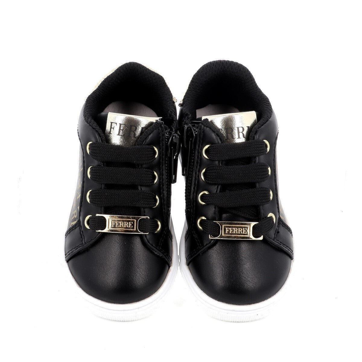 Gianfranco Ferre Girls' Anatomic Black Sneakers with Gold Accents - FB-350