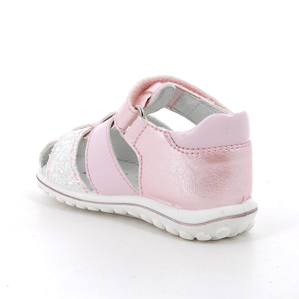 Girls' Pink Velcro Sandals with Breathable Chrome-Free Leather Lining