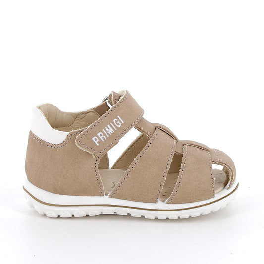 Comfortable Velcro Boys' Sandals - Durable Beige Synthetic Leather Footwear