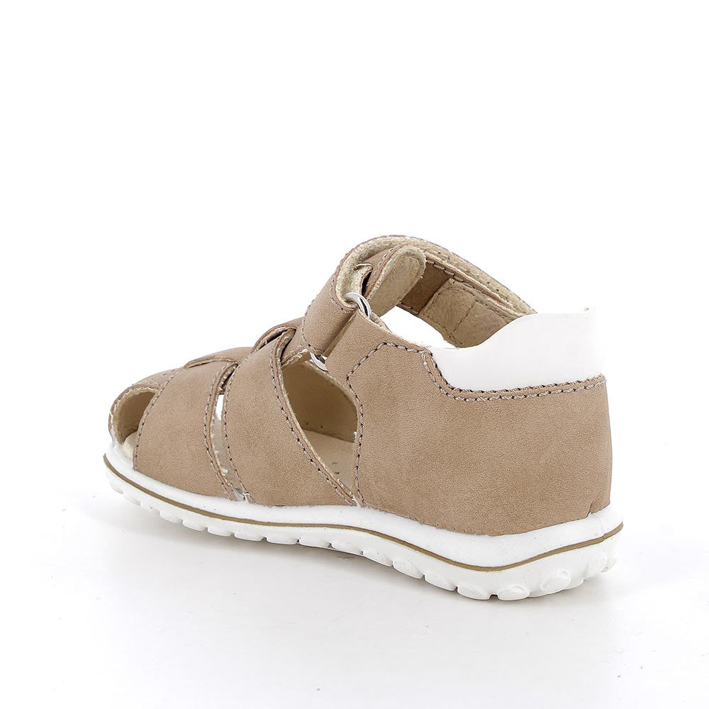 Comfortable Velcro Boys' Sandals - Durable Beige Synthetic Leather Footwear