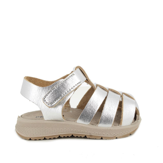 Primigi Girls' Silver Velcro Sandals with Anatomical Insole for Comfort and Style