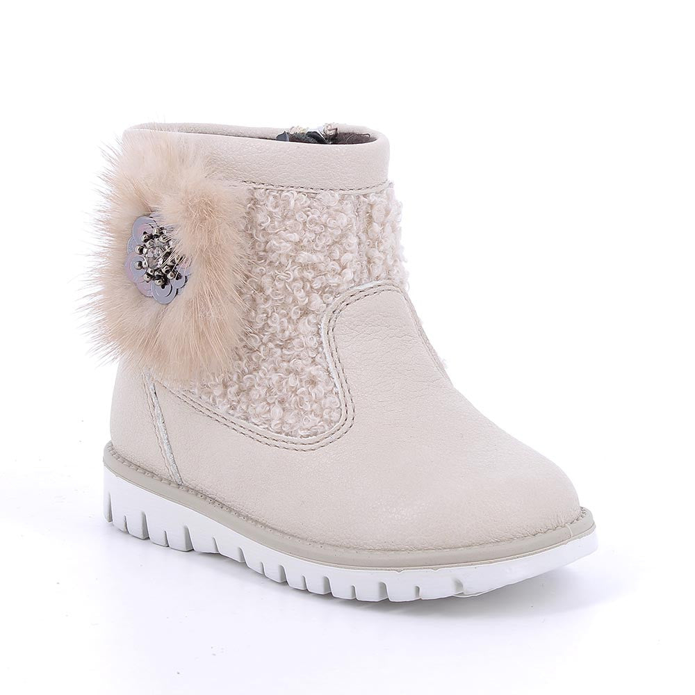 Primigi Girls' Beige Zipper Ankle Boots - Flexible, Breathable, Lightweight Comfort