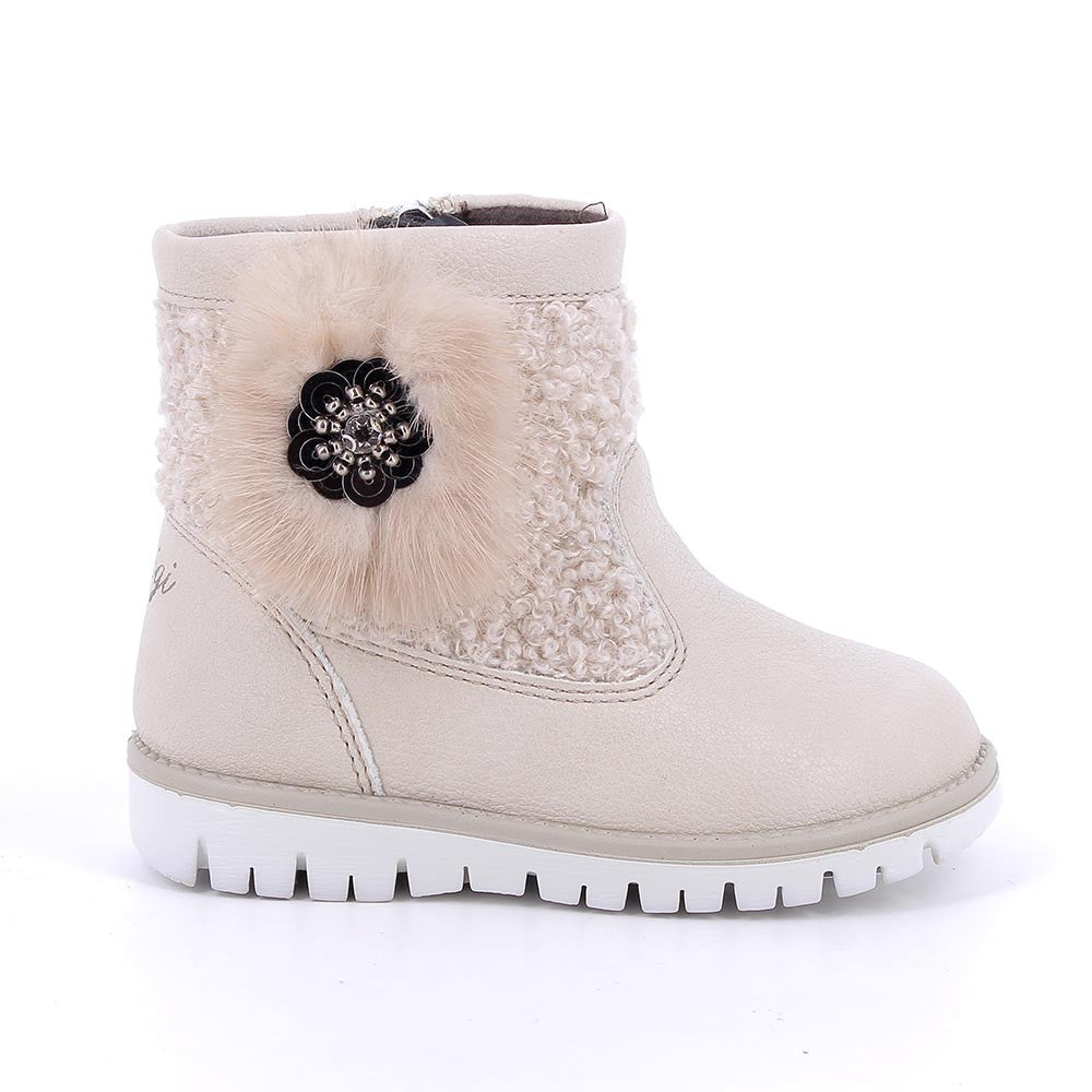 Primigi Girls' Beige Zipper Ankle Boots - Flexible, Breathable, Lightweight Comfort