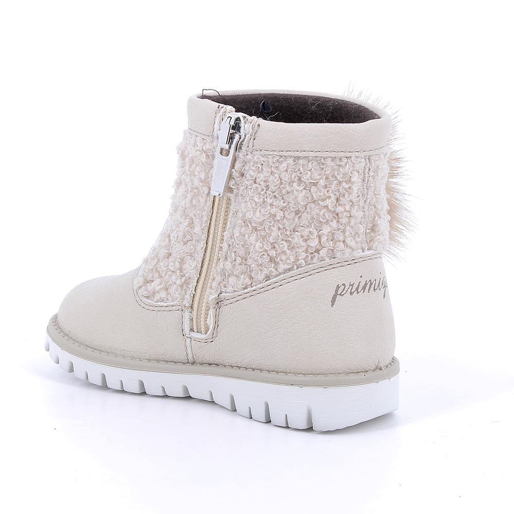 Primigi Girls' Beige Zipper Ankle Boots - Flexible, Breathable, Lightweight Comfort