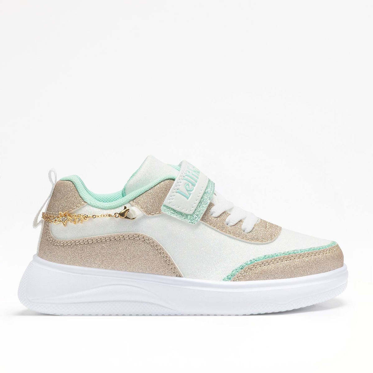 Lelli Kelly Gioello White Junior Girl Sneaker with Glitter Chain 5629