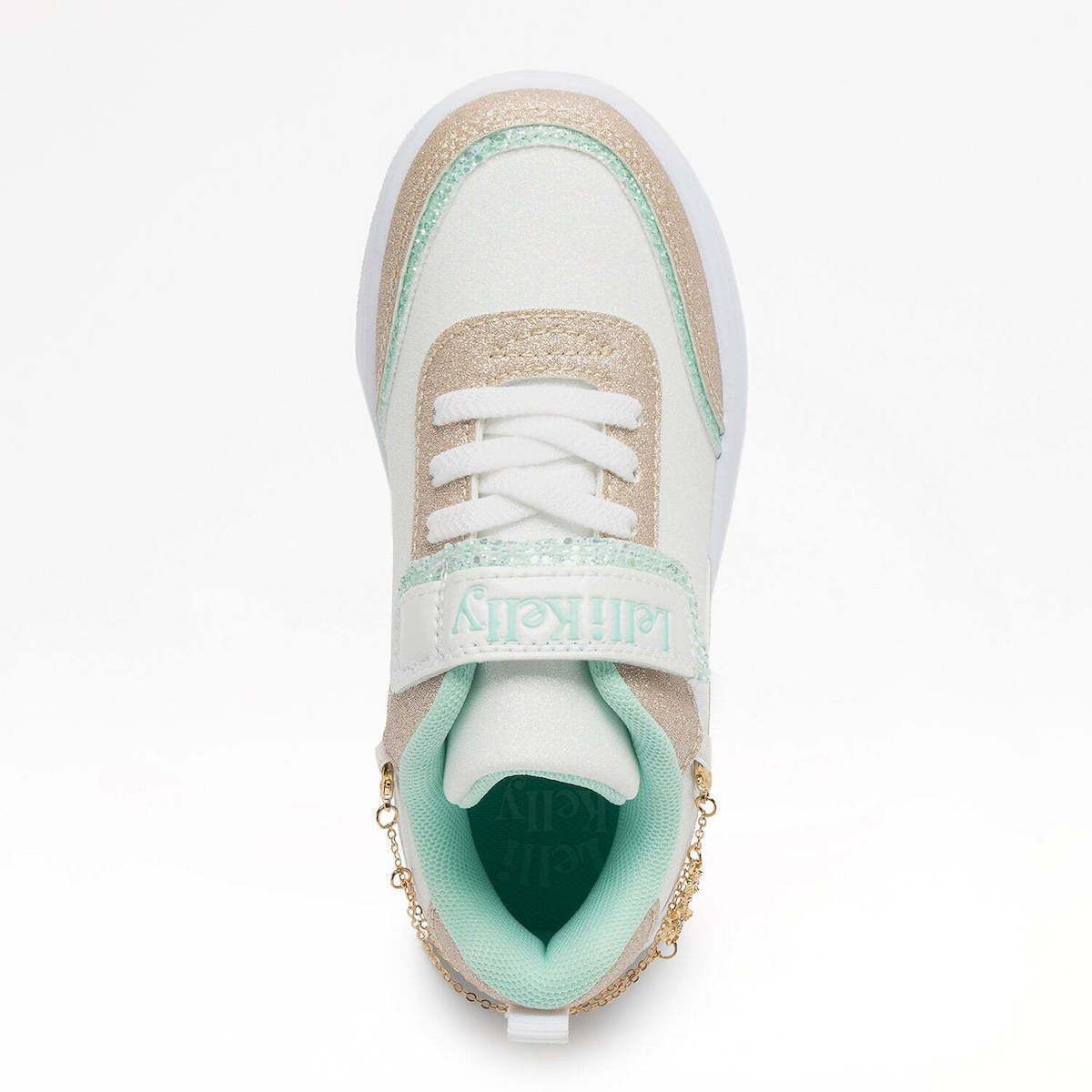 Lelli Kelly Gioello White Junior Girl Sneaker with Glitter Chain 5629