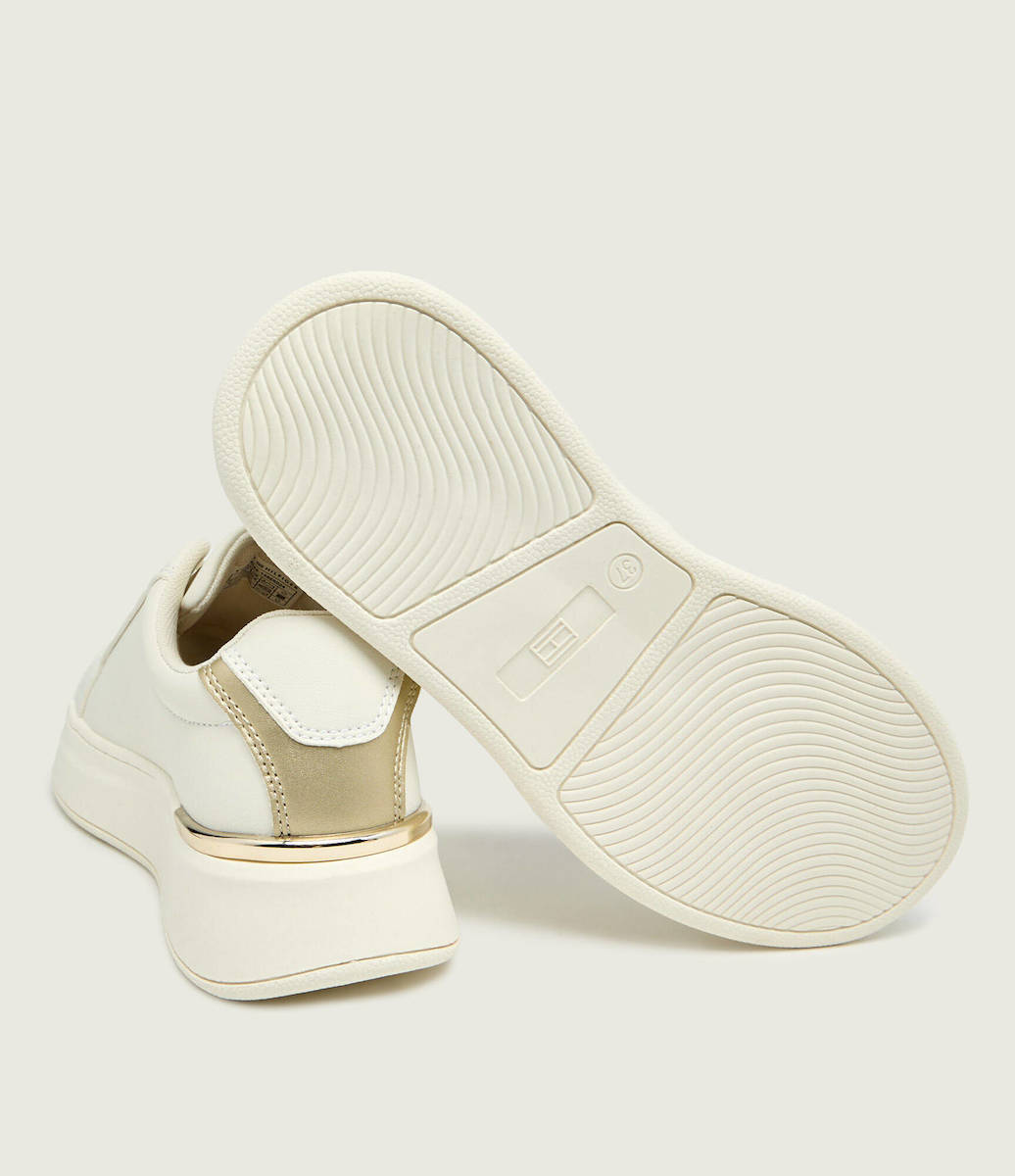 Tommy Hilfiger Monogram Metallic Trim Off White/Gold Sneakers T3A9-34252