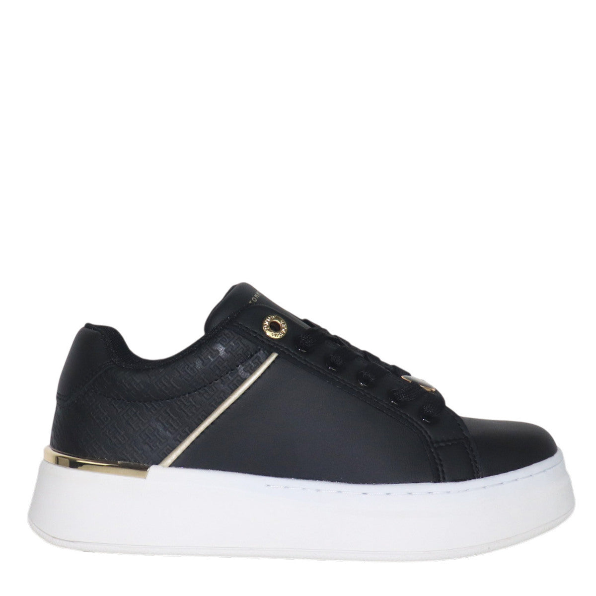 Tommy Hilfiger Monogram Charm Girls Lace-Up Black Sneakers T3A9-35093-1955999