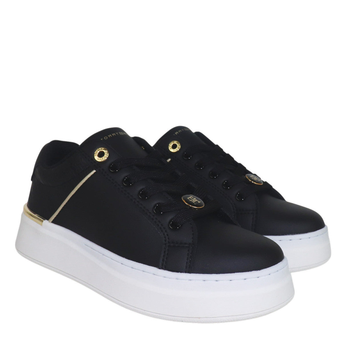 Tommy Hilfiger Monogram Charm Girls Lace-Up Black Sneakers T3A9-35093-1955999
