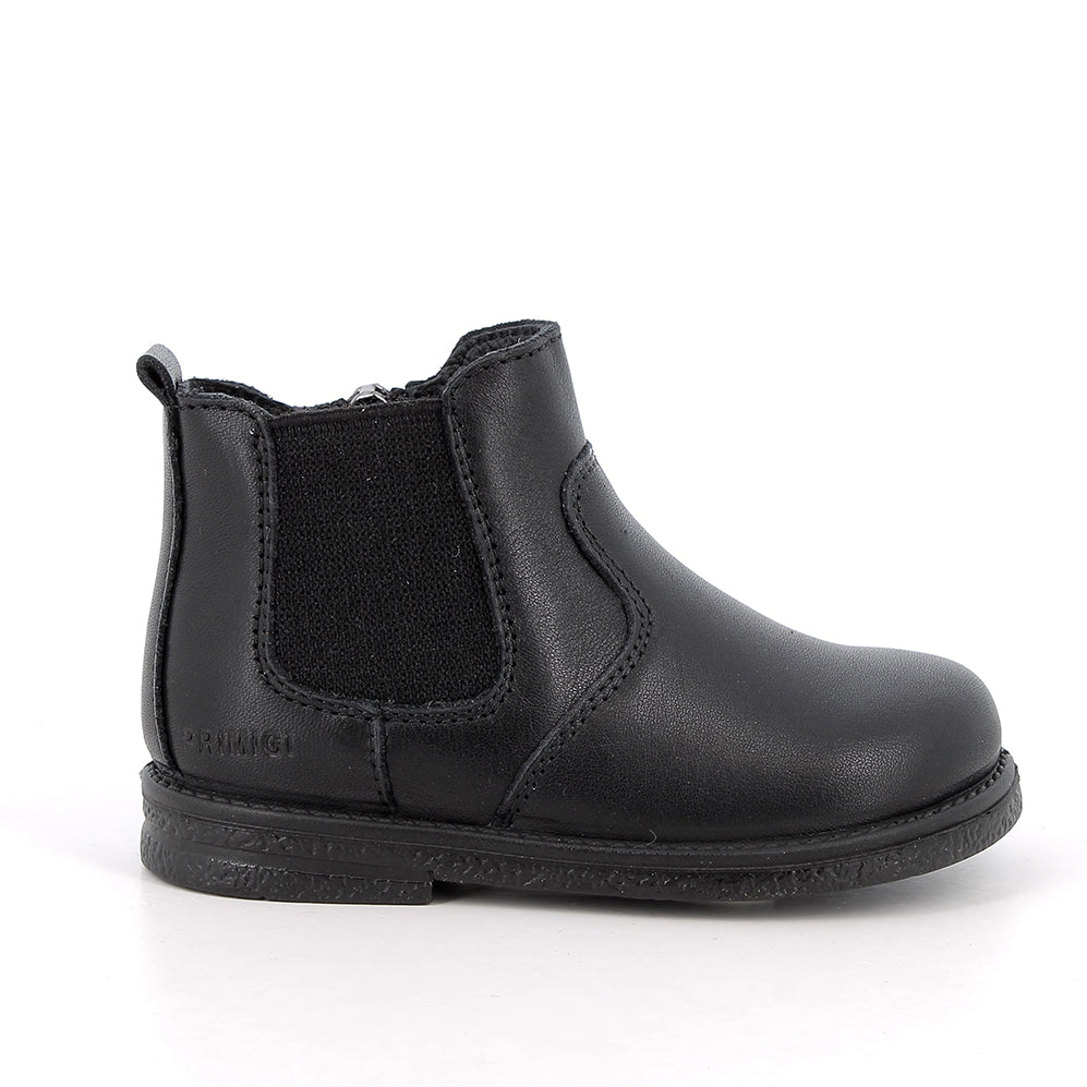 Boys' Black Chelsea Boots with Zip for First Steps