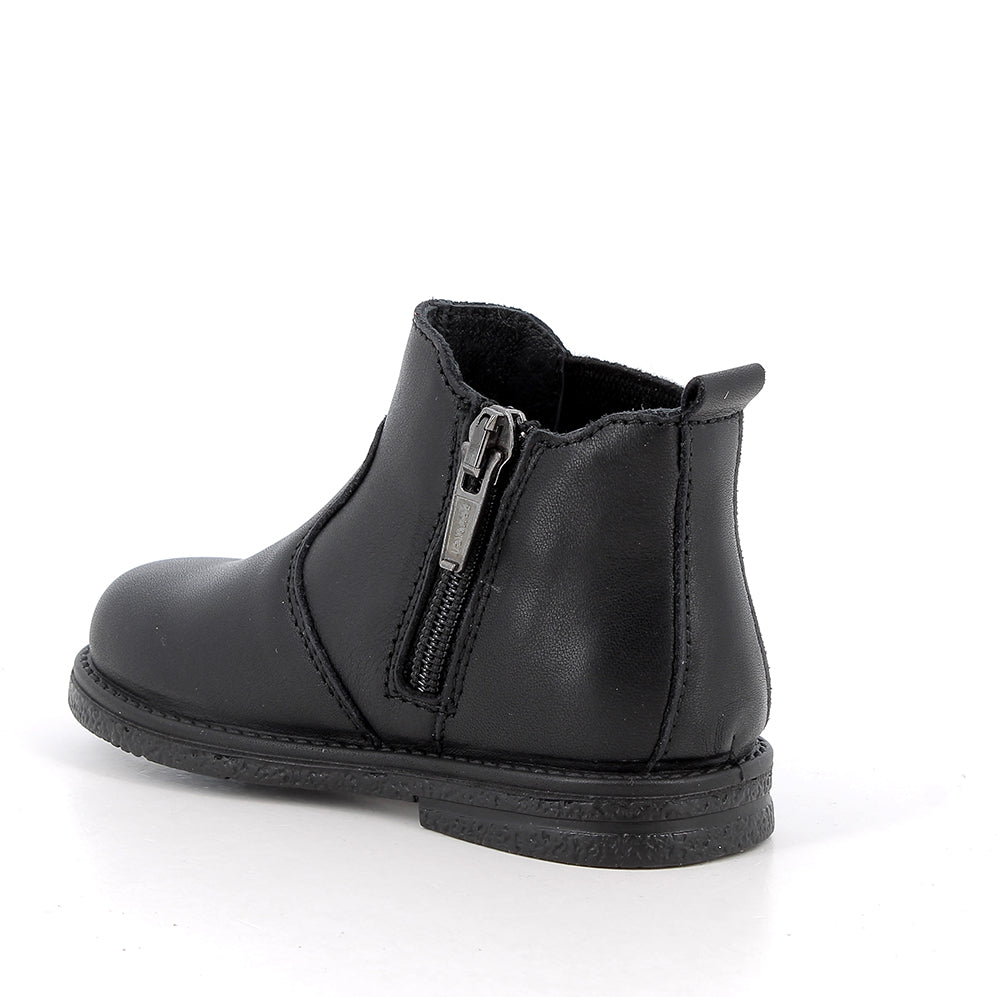 Boys' Black Chelsea Boots with Zip for First Steps