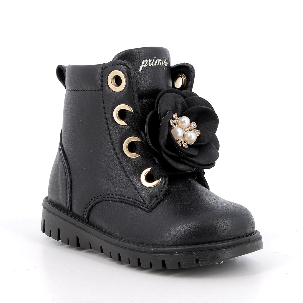 Girls' Black Boots with Zip for First Steps