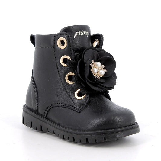 Girls' Black Boots with Zip for First Steps