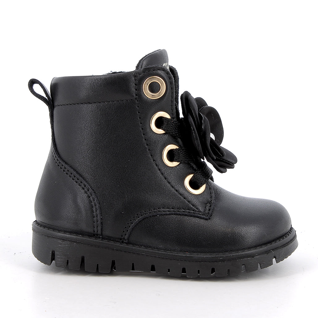 Girls' Black Boots with Zip for First Steps